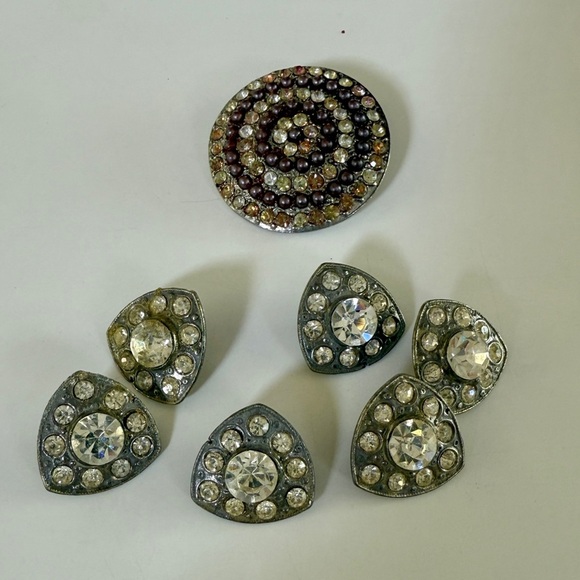 Vintage Rhinestone Button Set - Picture 1 of 4